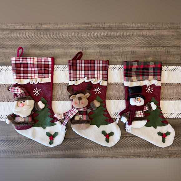 Set of Three Christmas Stockings - Picture 1 of 4